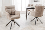 Swivel chair BIG GEORGE 360° with armrests textured fabric champagne greige