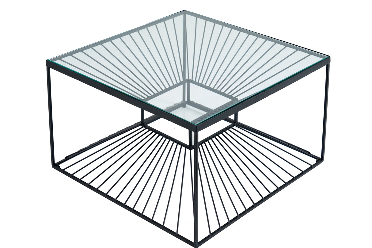 Couchtisch ILLUSION 60cm pulverbeschichtetes Metall und 20mm gehärtetes Glas