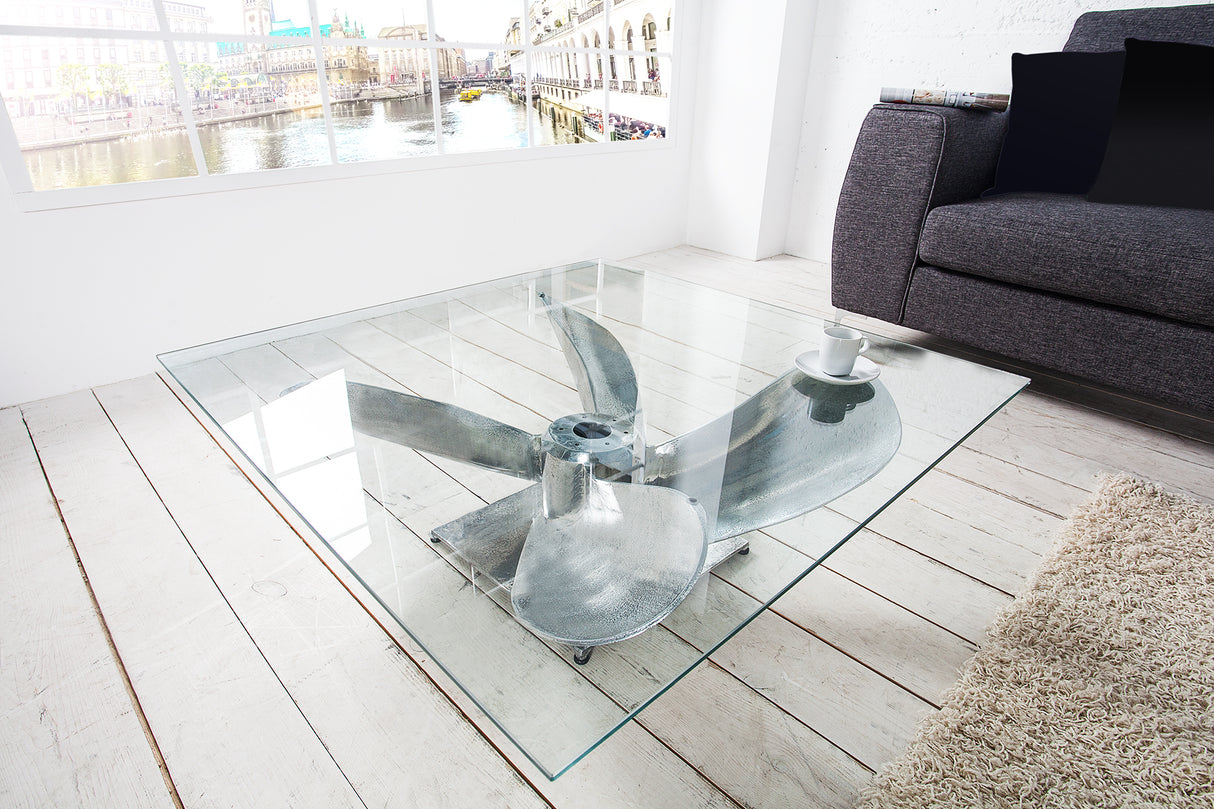 Couchtisch OCEAN 85cm Gestell silber ohne Glasplatte 