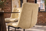Cantilever chair MIAMI square quilting microfibre antique beige w/ black metal frame