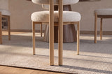 Chair BELLANO chenille creamy beige w/ oak coloured metal legs