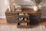 Sideboard RELIEF 160cm sheesham wood smoke finish