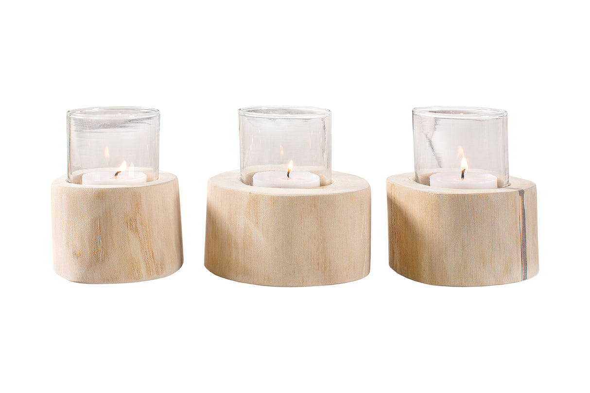 Lantern LIMOTION set of 3 massive teak wood