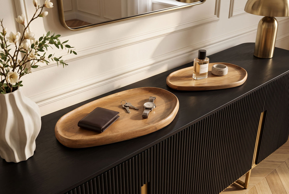 Tablett-Set AMAZONAS 2-tlg. Mangoholz natur cremefarbenes Finish