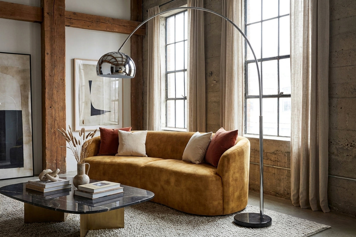 Floor lamp BIG BOW 170-210cm chrome w/ marble base