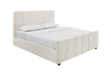 Bett PRESTIGE 180x200cm Bouclé cremefarben mit Stauraum