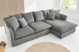 Ecksofa HEAVEN 255cm abnehmbarer Bezug Cord grau