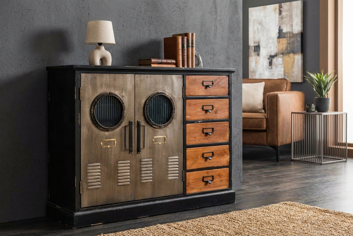 Sideboard NAUTILUS 105cm Kiefernholz Vintage Braun