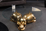 Coffee table SKULL 90cm gold 8mm tempered glass