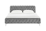 Bett MODERN BAROCK 180x200cm Samt grau im Chesterfield Stil im Barockstil