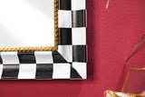 Wall mirror CHESS 80cm pine wood black white gold