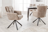 Swivel chair BIG GEORGE 360° with armrests textured fabric champagne greige