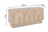 Sideboard ARCADIA 160cm arched front fluted pedestal base mango wood brown