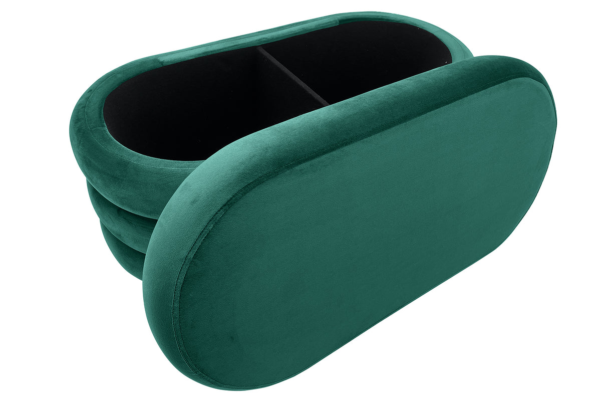 Polsterbank VOGUE 85cm oval m. Stauraum Samt grün