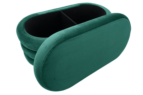 Polsterbank VOGUE 85cm oval m. Stauraum Samt grün