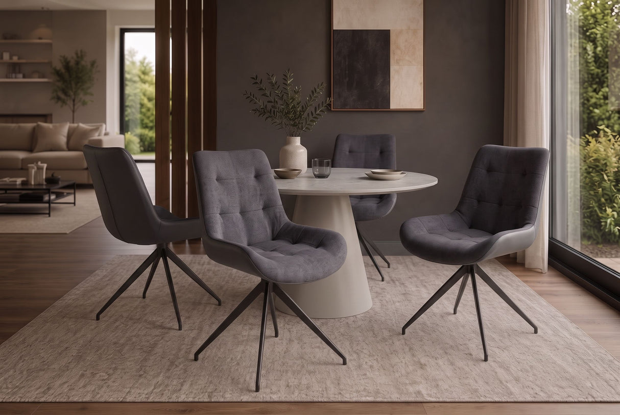 Chair DIVANI retro style artificial leather microfibre dark grey black