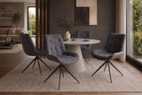 Chair DIVANI retro style artificial leather microfibre dark grey black