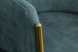 Chair NOBLESSE w/ armrests velvet teal blue golden legs