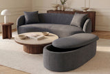 Bench chest ELEMENTAL 120cm upholstered w/ storage space velvet graphite grey