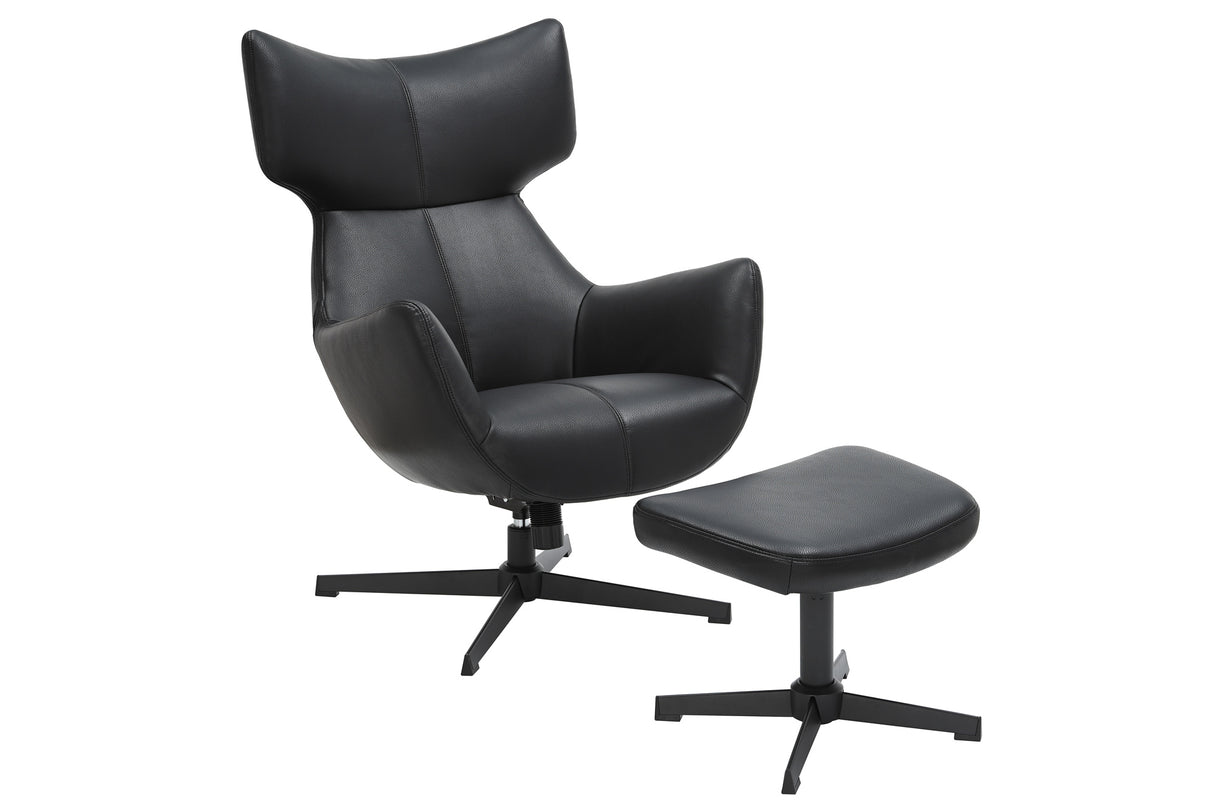 Hocker VOGUE 45cm drehbar Kunstleder schwarz mit schwarzem Metallgestell