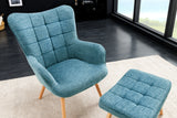 Armchair SCANDINAVIA with armrests textured fabric blue