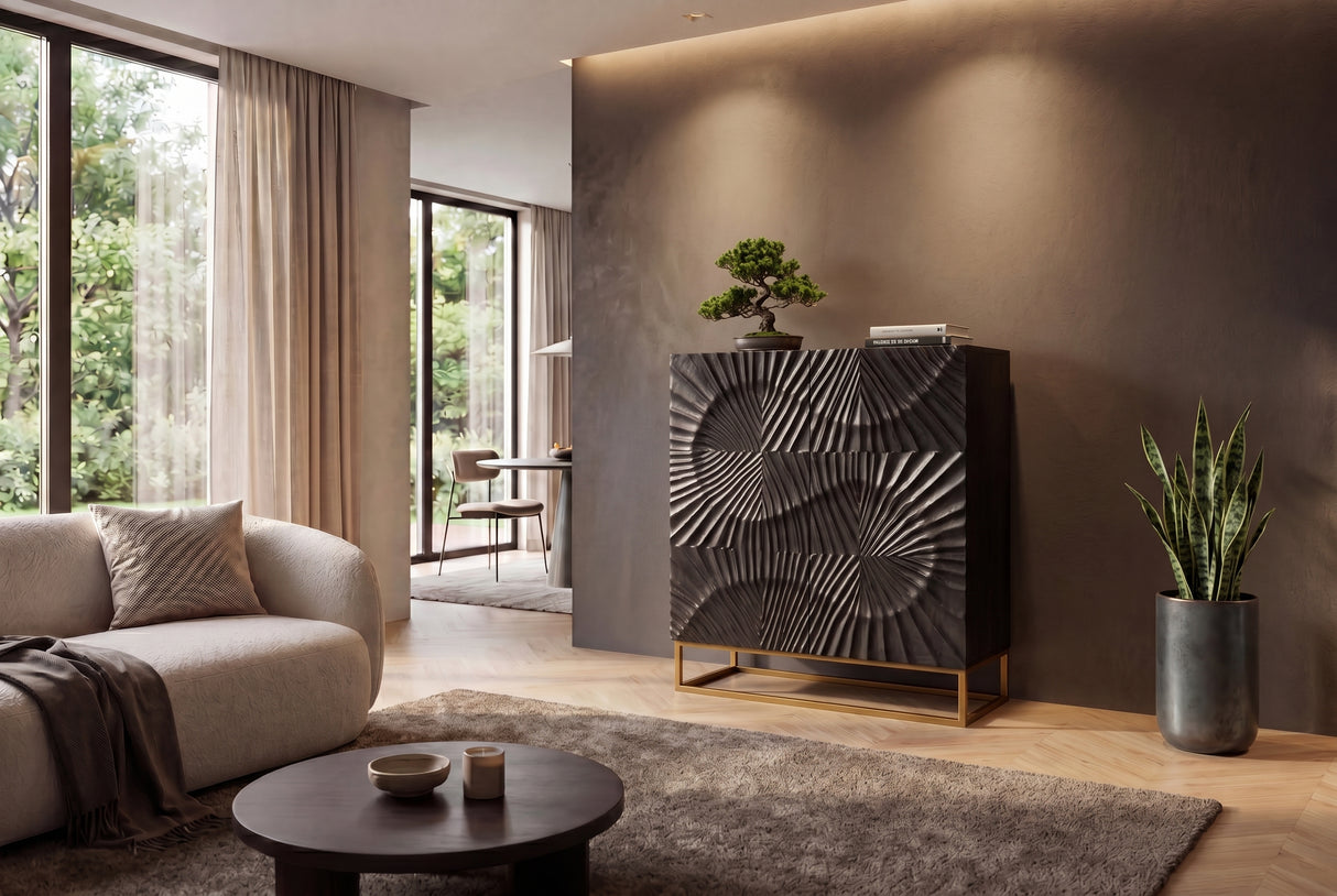 Highboard SCORPION 120cm 3D mango schwarz