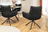 Swivel chair SIGNATURE 360° w/ armrests spring core leather black rotatable