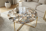 Coffee table NOBLE 65cm agate blue w/ removable plate white