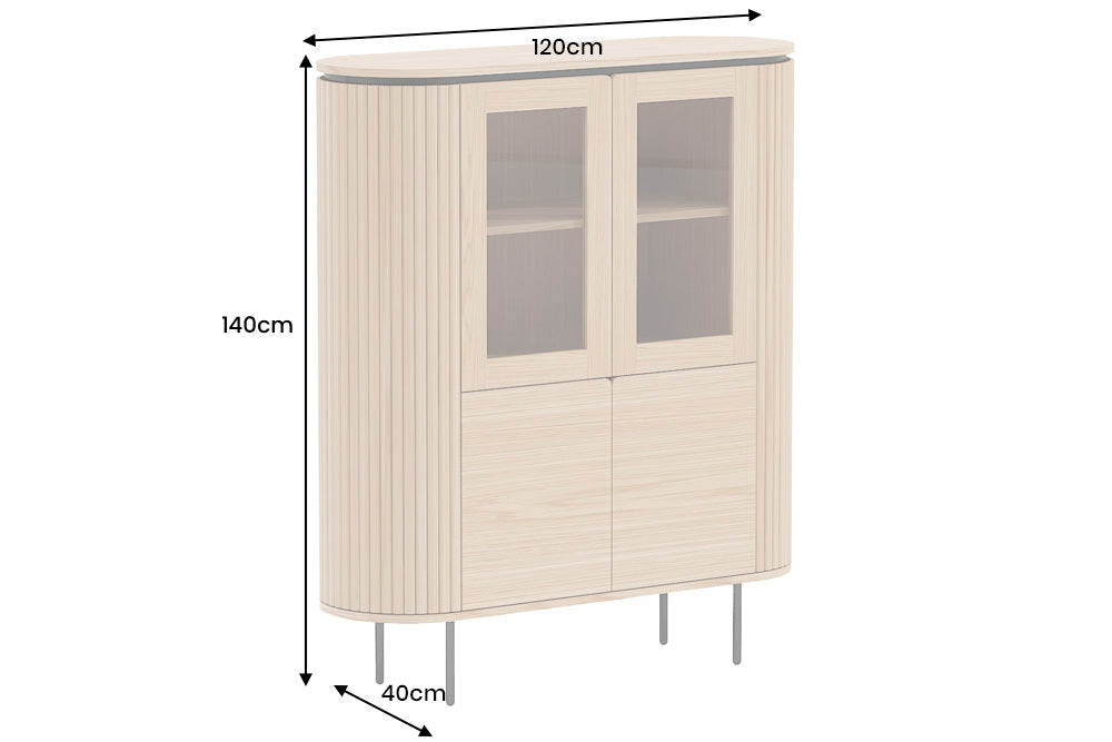 Highboard ATELIER 140cm natural oak wood look w/ black legs