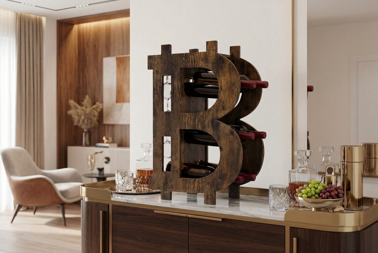 Wine shelf half BITCOIN 70cm pine natrual