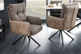 Swivel chair BIG GEORGE w/ armrests flat woven fabric microfibre taupe rotatable