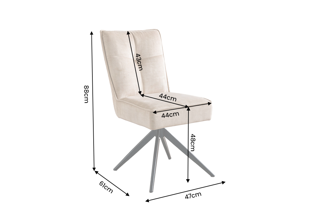 Swivel chair LUGANO 360° auto-return spring core velvet beige black
