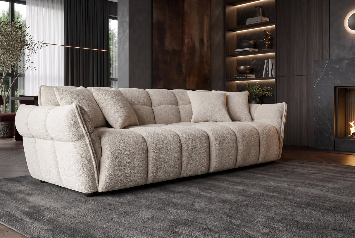 Sofa CLOUD 260cm 3-Sitzer XXL Bouclé Champagner Greige