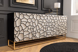 Sideboard VULCANO 180cm 3D Mosaik Mangoholz schwarz weiß