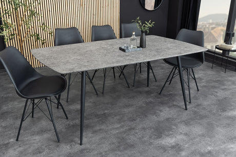 Dining table APARTMENT 120cm grey stone look w/ black metal frame
