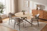 Dining table ALPINE Ø 120cm round travertine ceramic champagne greige