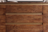 Sideboard MONZA 180cm fluted front rounded edges mango wood brown w/ gold details