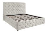 Bett PARIS 160x200cm CHESTERFIELD-Look Samt champagnerbeige mit Stauraum