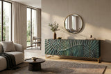 Sideboard SCORPION 180cm 3D Mangoholz türkis gold