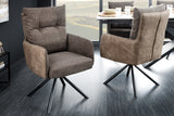 Swivel chair BIG GEORGE w/ armrests flat woven fabric microfibre taupe rotatable