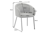 Chair FLORENZ w/ armrests textured fabric grey and black metal frame