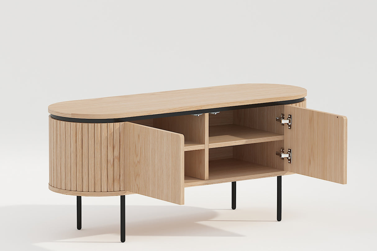 TV-Board ATELIER 120cm natural oak wood look w/ black legs