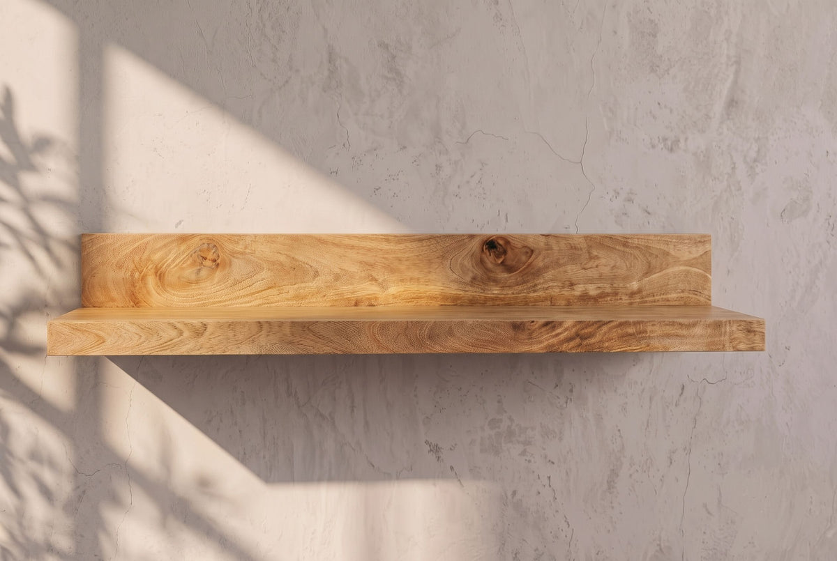 Wall shelf MAKASSAR 80cm mango wood natural w/ back panel