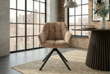 Swivel chair PAPILLON rotatable 180° w/ armrests velvet champagne greige