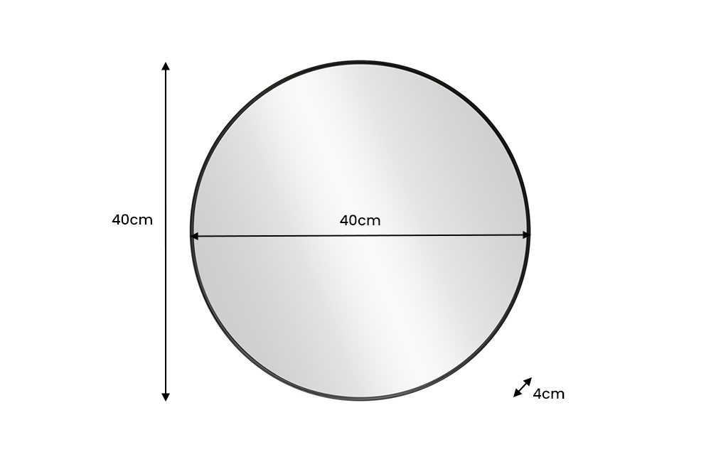 Wall mirror PORTRAIT 40cm round aluminium black