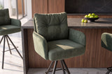 Barhocker BIG GEORGE 360° drehbar mit Armlehnen Federkern Samt Flachgewebe grün
