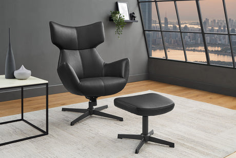 Sessel VOGUE 360° drehbar Kunstleder schwarz mit schwarzem Metallgestell
