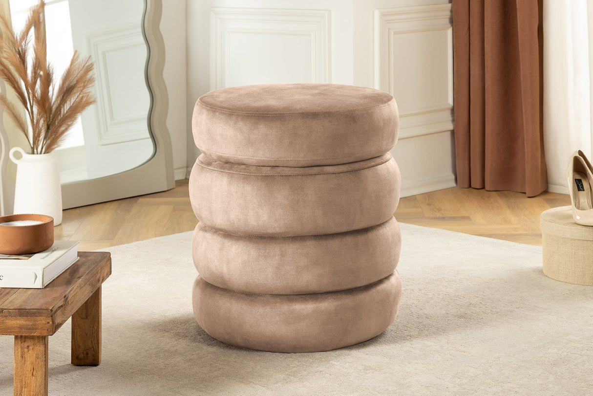 Hocker VOQUE 50 cm Samt Champagner mit Stauraum