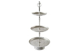 Etagere ORIENT 65cm 3 Tabletts mit Hammerschlageffekt silber