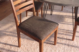 Chair MAKASSAR 90cm textured fabric grey brown and sheesham wood brown stone finish